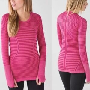 Lululemon Swiftly Tech, Long Sleeve Crew, Heathered Berry Rumble, Size 8
